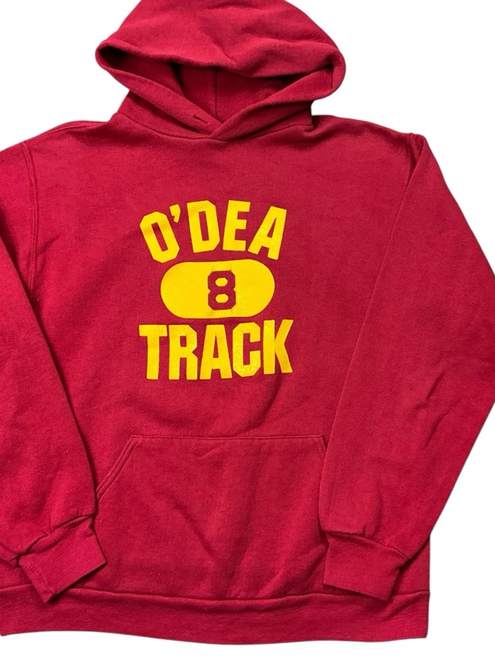 Vintage O’Dea HS Track red and gold hoodie Russell Athletic XS/S USA made